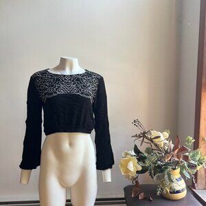 MINKPINK Black Cropped Blouse